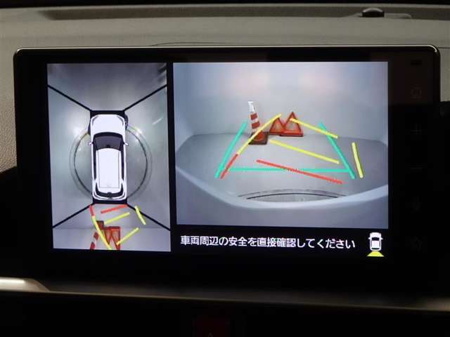 バックガイドモニターを装備してます、車庫入れもラクラクです。パノラミックビューモニターを搭載しています、上からの画像も表示されます。