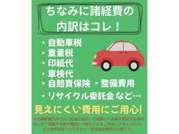 自動車税・重量税・印紙代・車検代・自賠責保険・整備費用・リサイクル預託金など含めた総額になります♪