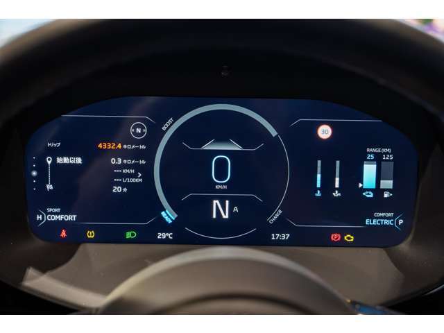 スピードメーターはシンプルで見やすいデザインになっております。
