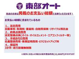 当店の支払い総額の内訳になります！群馬県内で車庫証明が必要な地域の方は支払総額で乗り出せます。税金などで多少誤差が出る場合がございますので、ぜひお気軽にお問い合わせ下さい！