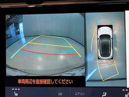 パノラミックビューモニターを装備。クルマを真上から見るように周囲を確認できます。機能の詳細は販売店スタッフまでおたずねください。