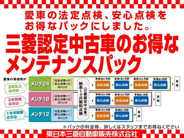 次回車検までの期間に応じて最適なメンテナンスパックプランをご提案いたします！