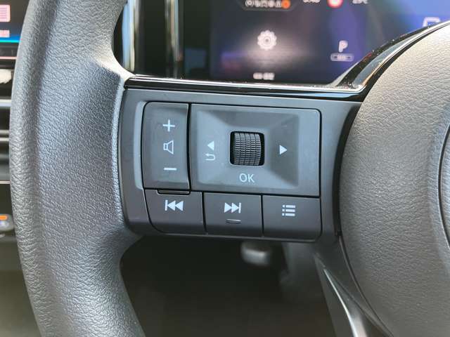 左側にオーデイオやナビのコントロールができるスイッチ、運転中は手を放さず手元で操作可能なんです！
