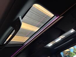 【左右独立ムーンルーフ】2列目左右席にそれぞれ配置されたガラスルーフ！日差しに合わせて片側だけシェードを閉めることも可能です！