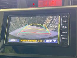【バックカメラ】駐車時に後方がリアルタイム映像で確認できます。大型商業施設や立体駐車場での駐車時や、夜間のバック時に大活躍！運転スキルに関わらず、今や必須となった装備のひとつです！