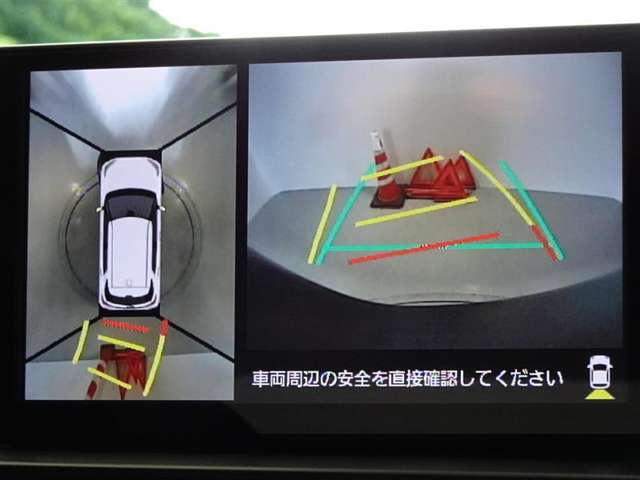 バックガイドモニターを装備してます、車庫入れもラクラクです。パノラミックビューモニターを搭載しています、上からの画像も表示されます。