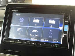 ナビゲーションはギャザズメモリーナビ(VXM-195VFi)が装着されております。AM、FM、CD、DVD再生、音楽録音再生、フルセグTV、Bluetoothがご使用いただけます。
