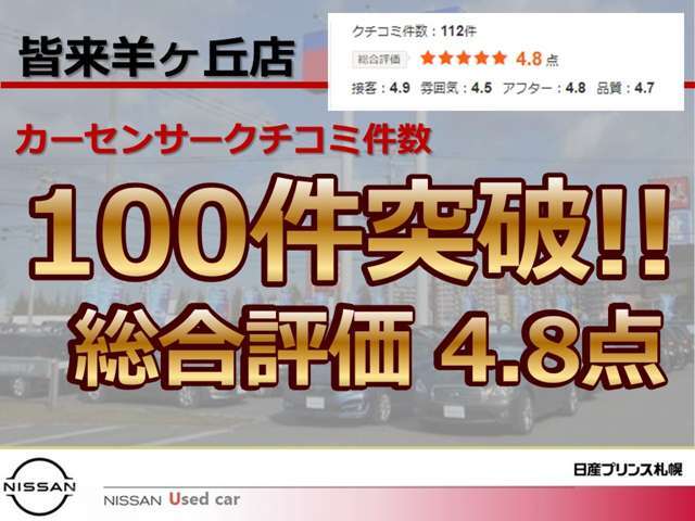 たくさんの口コミありがとうございます。日産プリンス札幌一同感謝申し上げます。