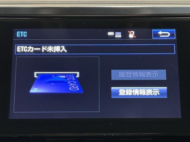 ナビ画面に連動したETCを装備しています。　過去に利用した利用料金も一目で分かって、とっても便利です。　ETCの抜き忘れ、挿し忘れも警告してくれるので安心ですね。