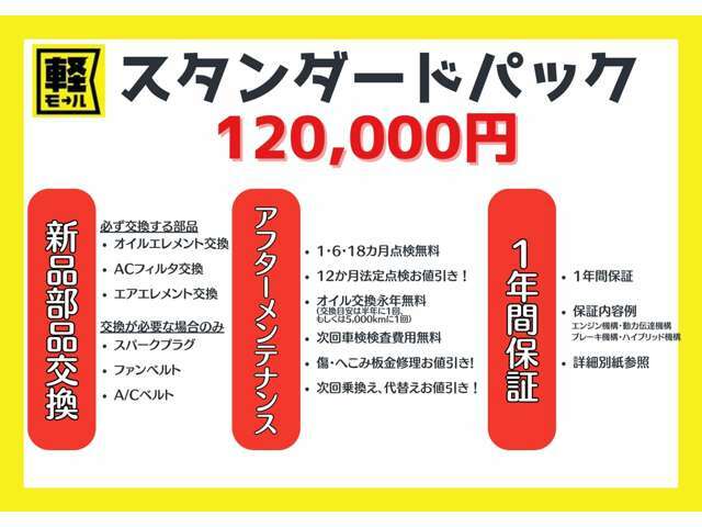 Aプラン画像：消耗部品を除いた車の中心となる箇所を1年間保証！！エンジン・ミッション・ブレーキ・ハイブリッド機構を保証します！！