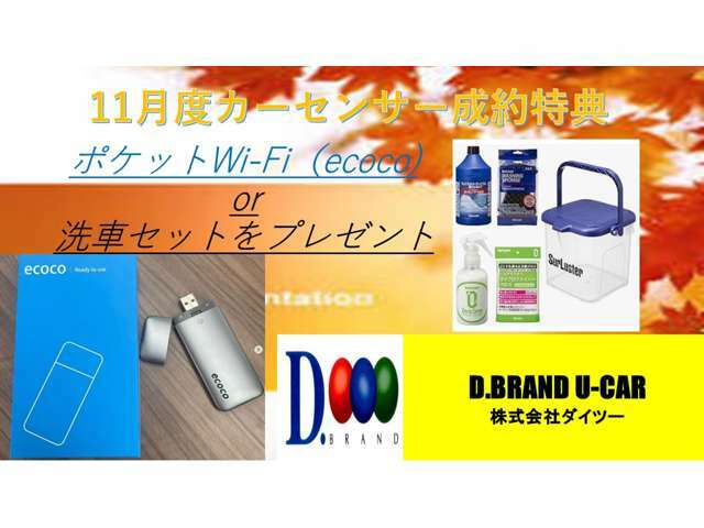 ☆11月のご成約特典になります！この機会にぜひ、当店へお車のご相談ください☆