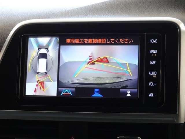 バックガイドモニターを装備してます、車庫入れもラクラクです。パノラミックビューモニターを搭載しています、上からの画像も表示されます。