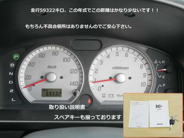 走行距離は59322キロです！！　約20年が経過するお車ですが、この走行距離はかなり少ないと思います。　もちろん不具合個所もありません！！　車内の状態もかなり綺麗ですので安心してご購入下さい。