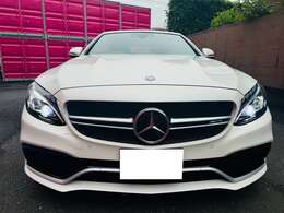 C63Sカブリオレ（4名）右H　黒幌黒革シート　ダイヤモンドホワイト　電動コンバーチブル　ブルメスターサウンド　AMG19AW　純正ナビTV　バックカメラ　ETC　キーレスゴー　ディーラー記録簿5枚