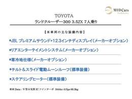 本車両の主な特徴をまとめました。上記の他にもお伝えしきれない魅力がございます。是非お気軽にお問い合わせ下さい。