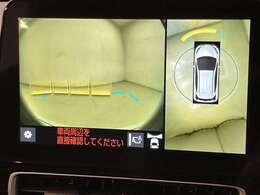 全周囲モニター搭載です空中から自車を映像化したような特殊な映像であんしんですぅ。