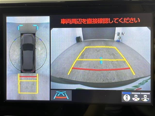 【パノラミックビューモニター】クルマを真上から見下ろした視点で駐車をサポートします！クルマの斜め後ろや真横など、いち早く障害物に気が付くことができます。