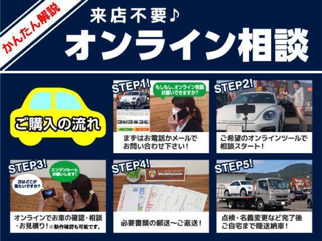 ★おうちで注文・おうちに届く★来店不要♪メールやお電話、LINEやZOOMのご商談でご成約いただけます！ローンの審査も可能です！遠方販売大歓迎♪只今オンライン限定、陸送費半額キャンペーン中！