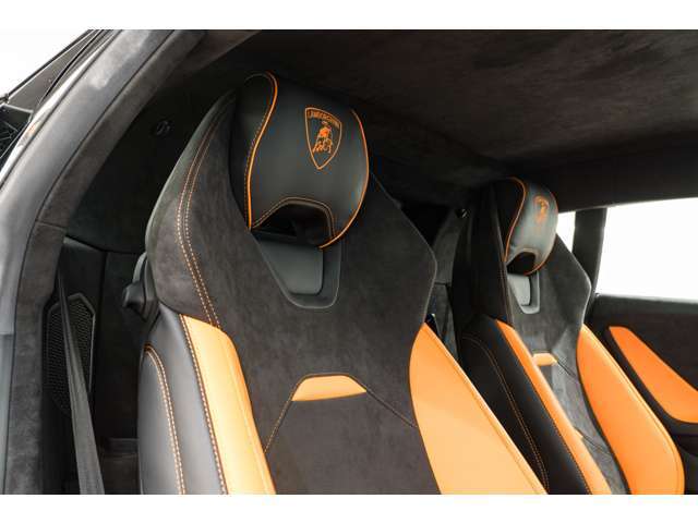 Embroidered Lamborghini shield on headrest