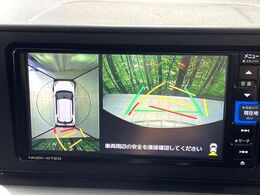 【パノラミックビューモニター】専用のカメラにより、上から見下ろしたような視点で360度クルマの周囲を確認することができます☆死角部分も確認しやすく、狭い場所での切り返しや駐車もスムーズに行えます。