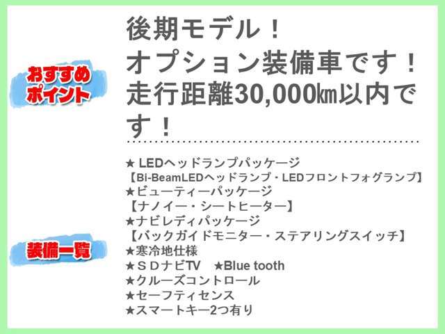 ★オプション装備車★　　車両装備一覧です。