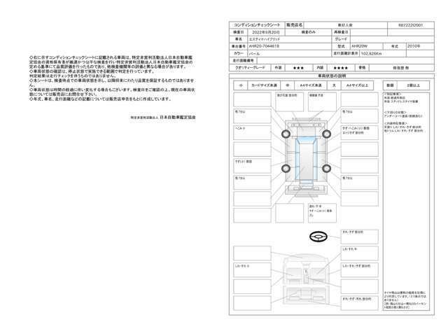 当店の在庫車は第三者機関（日本査定士協会JAAA)にて品質査定後掲載しております。