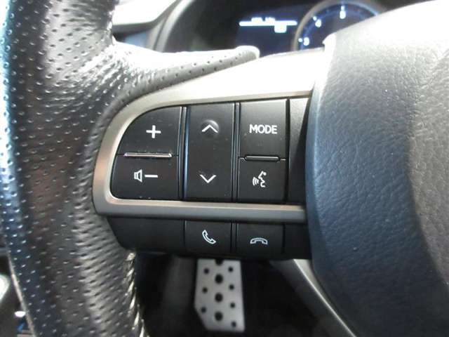 オーディオをコントロールできるステアリングスイッチ付き。