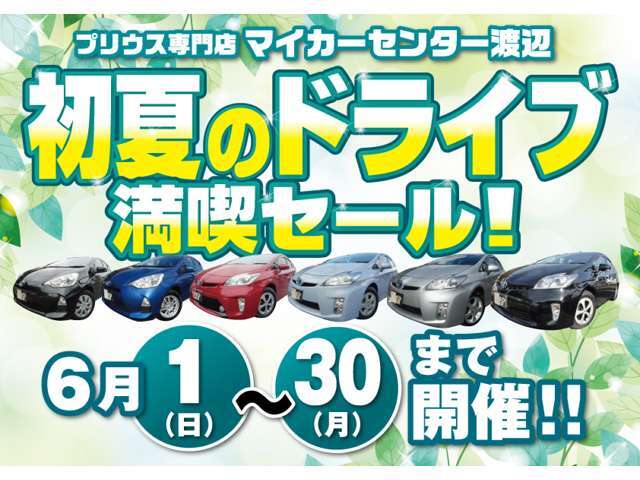 ☆初夏のドライブ満喫セール開催☆フェア期間限定！ご成約特典プレゼント！フェア期間限定の特典にてご奉仕いたします！皆様のご来店お待ちいたしております！！