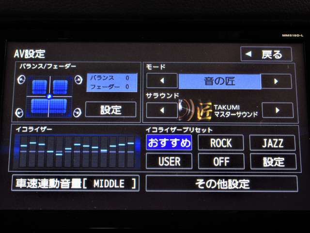オーディオコントロールも充実♪好みのサウンドチューンがドライブをよりいっそう楽しくしてくれます♪