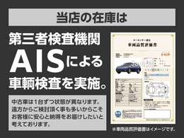 第三者機関AISの車輛検査済みの車輛です。中古車だからこそ安心してご検討頂けますよう実施しております。詳しい内容などご質問もお気軽にスタッフまでお尋ねくださいませ。