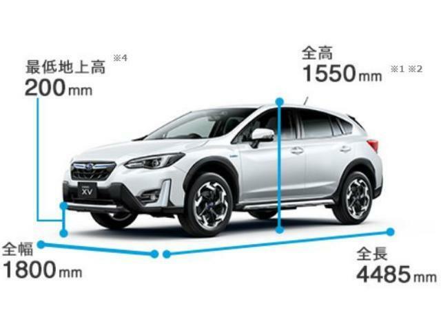 SUBARU XV(ルーフレールなし)の全長・全幅・全高。画像はイメージで、実際の仕様とは異なる場合があります。