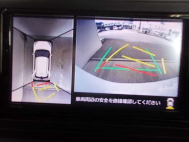 パノラミックビューモニター付きです。車両を上から見たような映像をディスプレイオーディオ画面に表示、運転席からの目線だけでは見にくい、車両周辺の状況をリアルタイムでしっかり確認できます。