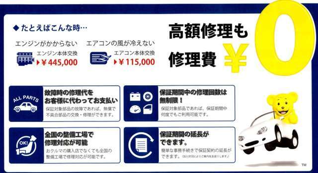 保証期間経過後、保証を延長していただくこともできます。