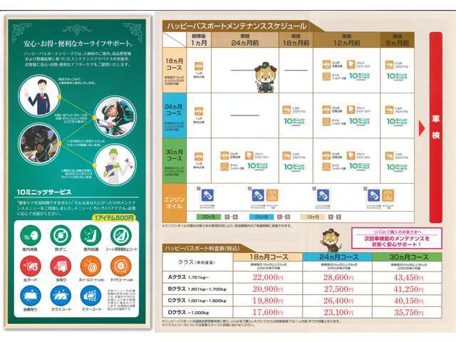 次回車検までのメンテナンスパックお安く安心サポート！