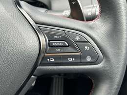 【インテリジェントクルーズコントロール】設定した車速を上限として車速に応じた車間距離を保ちながら先行車に追従して走行できます！機能には限界があるためご注意ください。