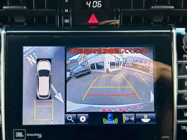 クルマの前後左右のカメラを用いて全方位をナビモニターで確認が出来き安全運転・駐車をサポートします。