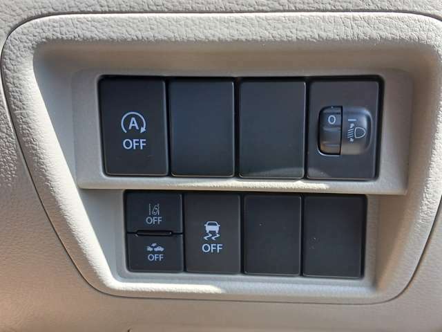 運転席周りの操作スイッチ類。