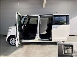 スライドドアは子供やお年寄りでも乗り降りしやすい！狭い場所に駐車した時、壁や隣の車にドアをぶつける心配もありません。雨の日で濡れにくく、お子様のいるママにもおススメな機能です！☆助手席側は電動☆