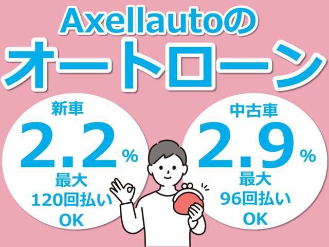 新車販売時120回金利2.4％　中古車販売時96回2.9％OKです