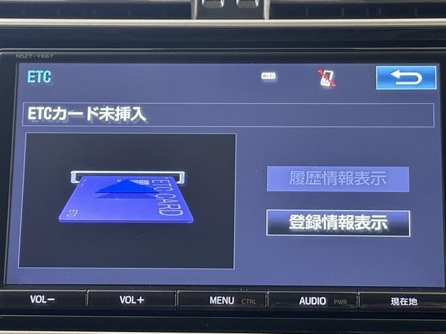 ナビ画面に連動したETCを装備しています。　過去に利用した利用料金も一目で分かって、とっても便利です。　ETCの抜き忘れ、挿し忘れも警告してくれるので安心ですね。