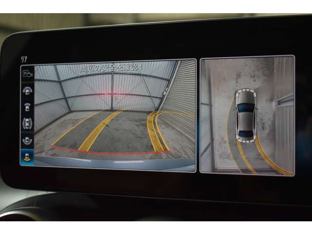 360度カメラシステム搭載！！フロントグリル、左右ドアミラー、リアライセンスプレートに4つの広角・高解像度カメラを備え、合成処理された周囲の状況をモニターに表示し、車両周囲を直感的に把握