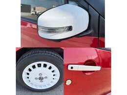 ホイールやドアミラー、ドアハンドル、タイヤのホイールがホワイトカラーになっているボレロ専用エクステリア☆