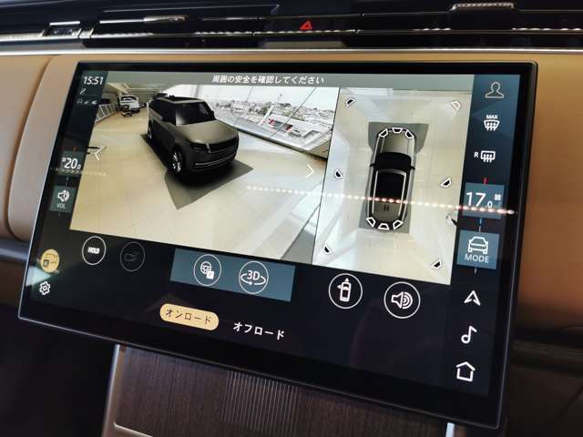 【3Dサラウンドカメラ（360°カメラ）】全方位の死角となる部分や発進時・駐車時・細い路地からの運転などカメラを通してモニターで確認することが可能です。