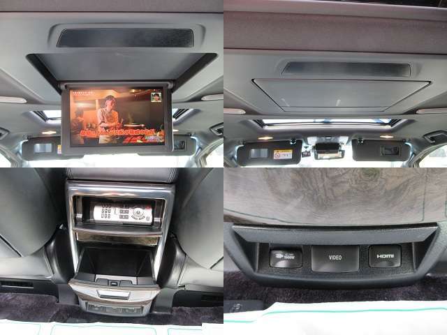 メーカー装着リアエンターテイメント☆HDMI入力端子☆AC100V電源☆VTR入力端子☆後部座席に乗る方必見！？楽しませる装備はこれです！長距離でも渋滞でも楽しめる12.1型フリップダウンモニター！