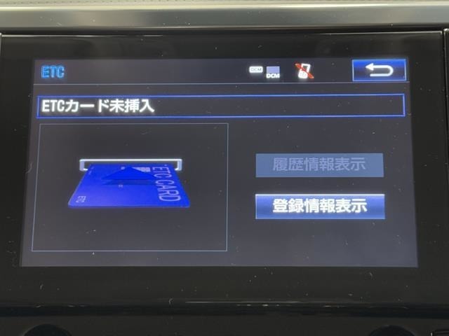 ナビ画面に連動したETCを装備しています。　過去に利用した利用料金も一目で分かって、とっても便利です。　ETCの抜き忘れ、挿し忘れも警告してくれるので安心ですね。