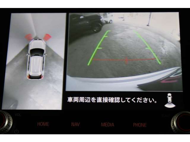 アラウンドビューモニター付き。全方位で上からも見えるので白線内の駐車が苦手な方も安心です