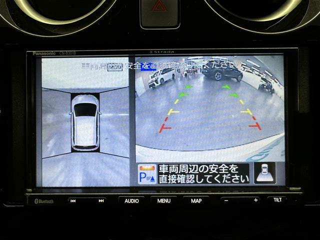 パノラミックビューモニター：バックギアに入れた際に上から見下ろす様なカメラで360度車の周囲を確認することができます。死角部分も減りますので駐車の際安全に切り返しができます！