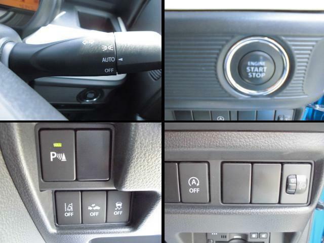 ボタン1つでエンジンを始動【キーレスプッシュスタート】！各機能のスイッチは運転席から操作ラクラク。