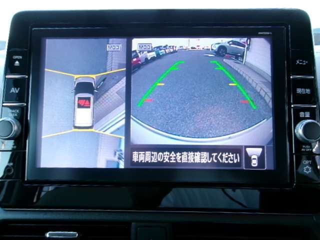 アラウンドビューモニターで車の周辺状況をナビ画面で確認できます☆