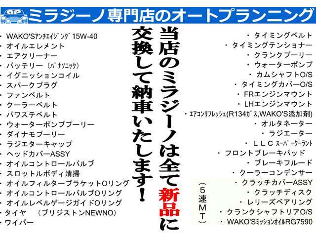 当店のジーノは徹底的に整備して納車してます！オイル、オイルフィルターをはじめに画像の各種消耗パーツ全てを新品に交換して納車致します。